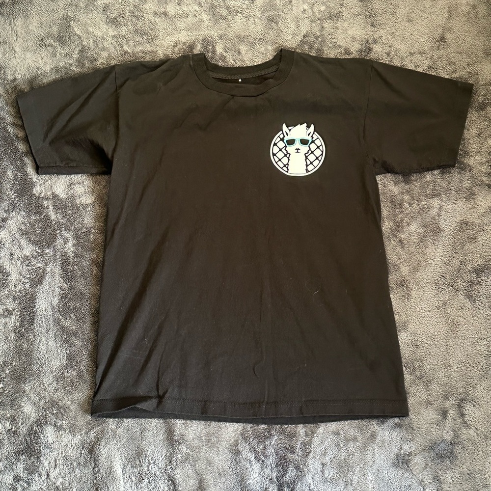 The Dolly Llama Waffle Master Graphic Tee Black Large - Ice Cream Merch